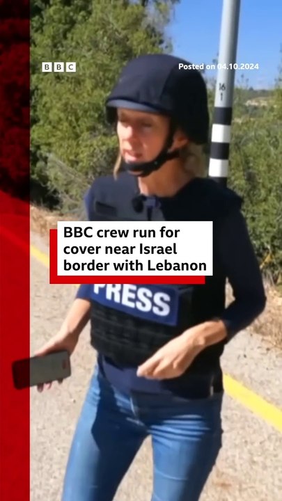 BBC crew run for cover near Lebanon-Israel border. #Lebanon #Israel #BBCNews