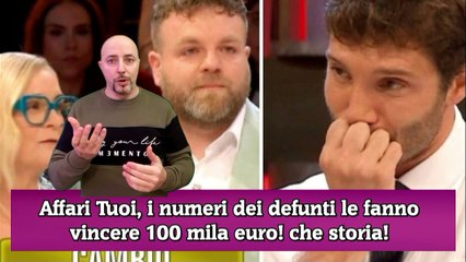 Descargar video: Affari Tuoi, i numeri dei defunti le fanno vincere 100 mila euro! che storia!