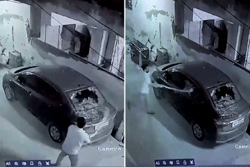 कांग्रेस नेता की गुंडागर्दी, डंडे मार मारकर तोड़ी पड़ोसी की कार