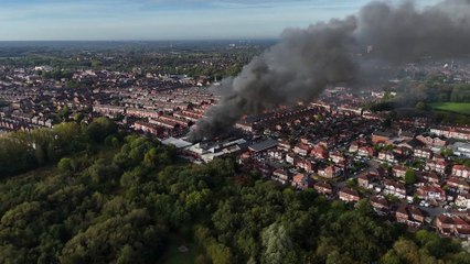 Drone footage of huge commercial fire