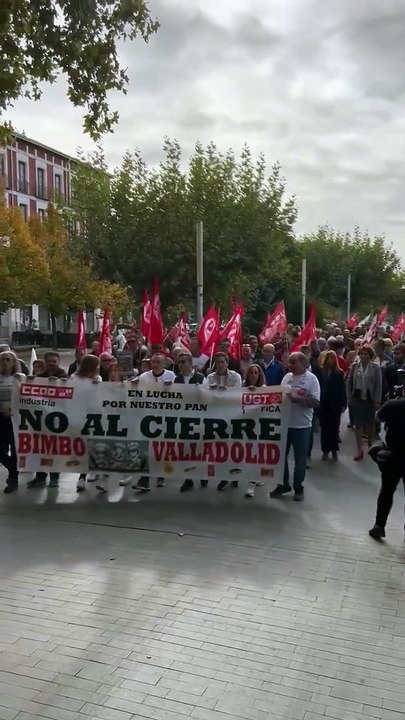 Manifestación de trabajadores de Bimbo contra el cierre de la fábrica de Valladolid.
