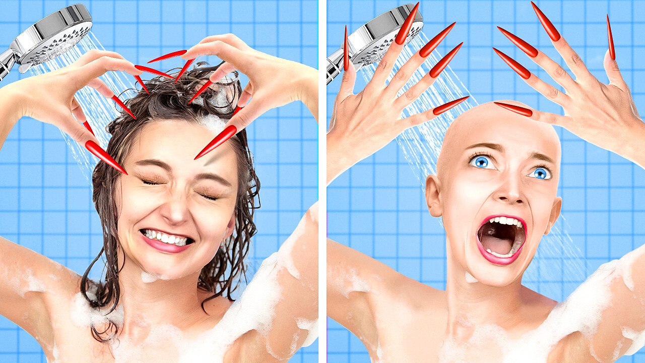 PROBLÈMES DE FILLES FOLLES AVEC DES ONGLES LONGS ! Moments de lycée relatables