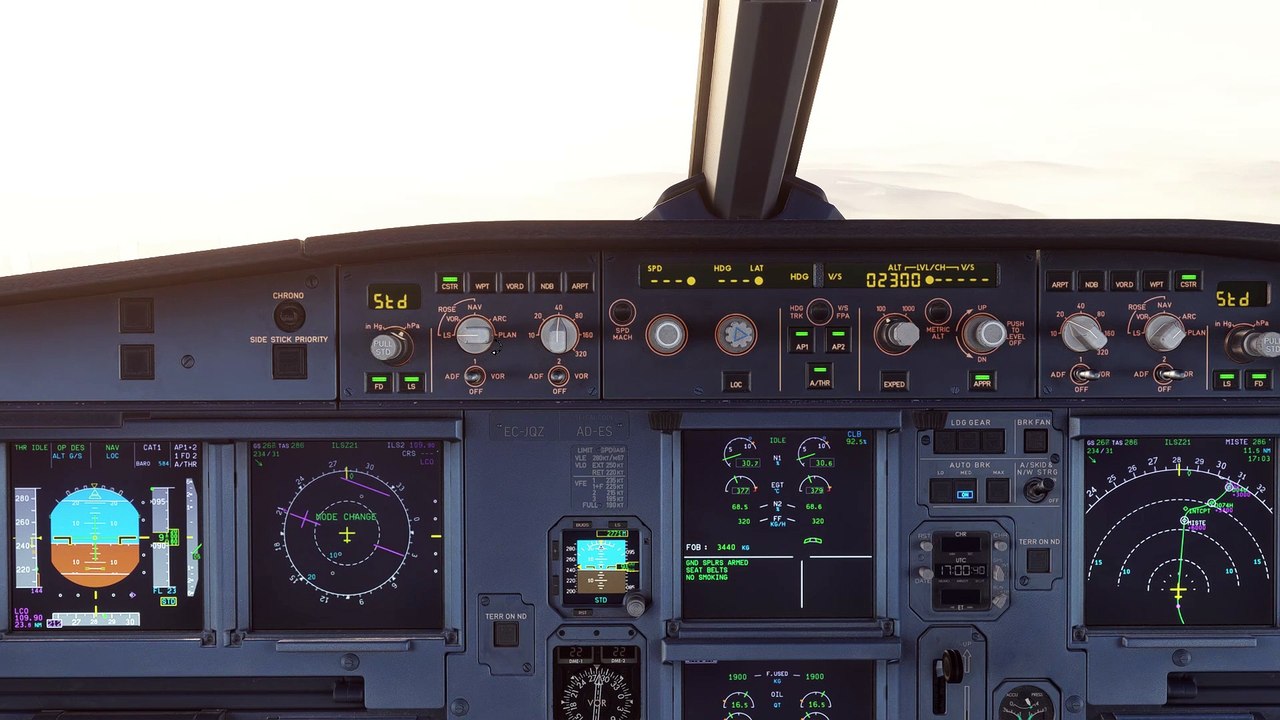 MSFS A321 FÉNIX IBERIA atterro LECO ILS ROXE2K TRANS MISTE RUNWAY 21