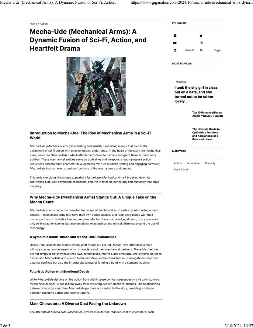 ⁣Mecha-Ude (Mechanical Arms)_ A Dynamic Fusion of Sci-Fi, Action, and Heartfelt Drama