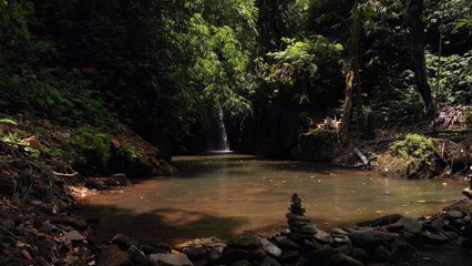 Lake with small waterfall