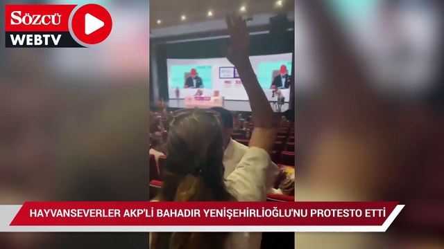 Hayvanseverler AKP'li Bahadır Yenişehirlioğlu'nu protesto etti