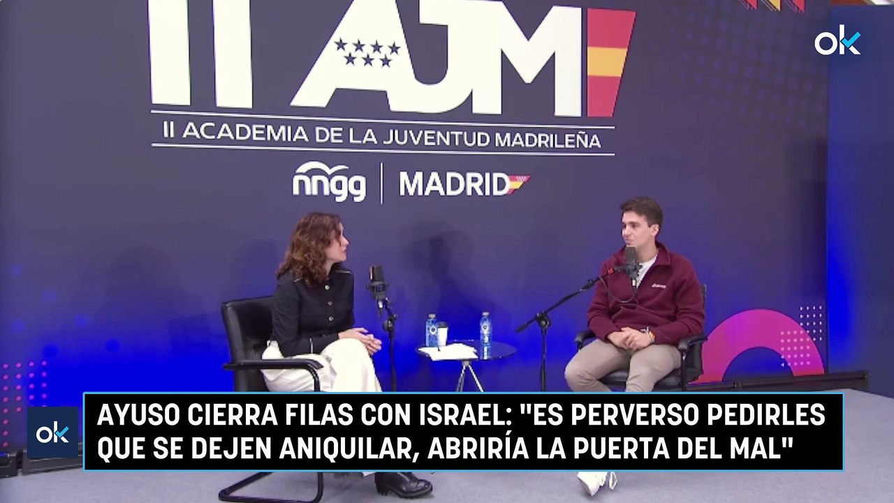 Ayuso cierra filas con Israel: "Es perverso pedirles que se dejen aniquilar, abriría la puerta del mal"