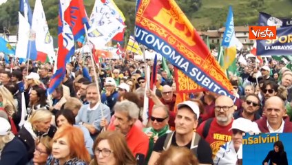 Open Arms, Fugatti a Pontida: "Salvini a processo per aver fatto gli interessi del Paese"