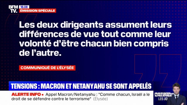 Arrêt des livraisons d'armes à Israël pour la guerre à Gaza: Emmanuel Macron s'est entretenu avec Benjamin Netanyahu