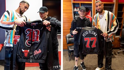 Peso Pluma sorprende a los Chicago Bulls con su visita y conquista la NBA