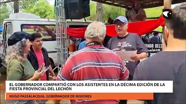 El gobernador compartió con los asistentes en la décima edición de la Fiesta Provincial del Lechón
