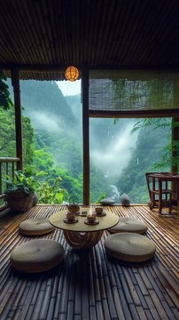 Luxury lounge as the thunderstorm rages outside.