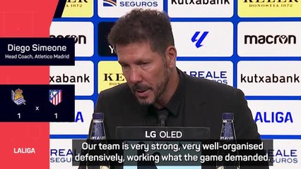 Simeone wants Atleti to create 'more danger' after draw with Real Sociedad