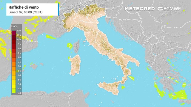 Forti venti meridionali in intensificazione per domani