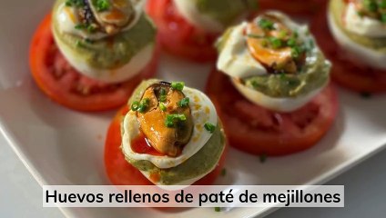 Huevos rellenos de paté de mejillones