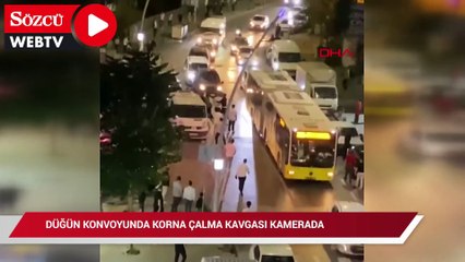 Arnavutköy'de düğün konvoyunda korna çalma kavgası kamerada