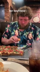 Man wears a shirt with his wife's face on it for her birthday!