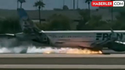 Las Vegas'ta 200 yolcu taşıyan uçağın tekerlekleri iniş sırasında alev aldı