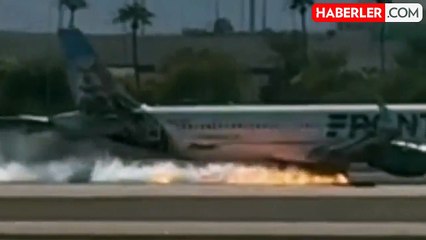 Las Vegas'ta 200 yolcu taşıyan uçağın tekerlekleri iniş sırasında alev aldı