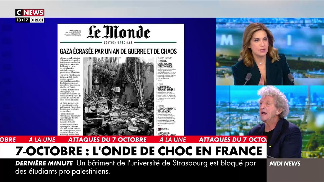 7 octobre - La Une du Monde, cet après-midi fait polémique, plaignant Gaza et sans un mot pour les victimes israéliennes - Le réalisateur, Elie Chouraqui : "Comme Libé, Le Monde est un journal de propagande !"