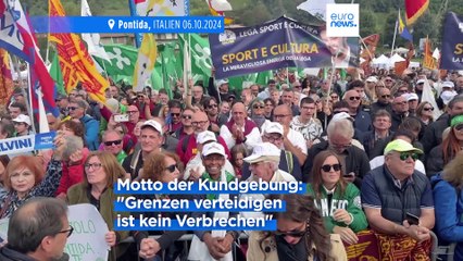 "Patrioten für Europa" feiern Matteo Salvini auf Kundgebung der Lega Nord