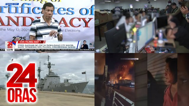 24 Oras: (Part 1) Mga naghain ng kandidatura sa besperas ng deadline ng COC filing; May mga Pilipinong nagpapatakbo ng kanilang sariling POGO-scam farms PAOCC; Palitan ng pag-atake ng Israel at grupong Hezbollah, atbp.