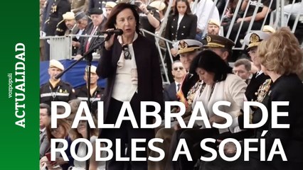 Las palabras de Robles a la Reina Sofía: "Nos sentimos orgullosos del trabajo que hace por España".