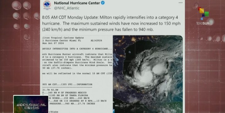 Hurricane Milton strengthens in the Gulf of Mexico and increases to Category 4