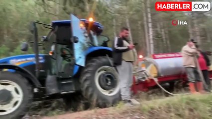 Yıldırım Düşmesi Sonrası Orman Yangını Köylüler Tarafından Söndürüldü