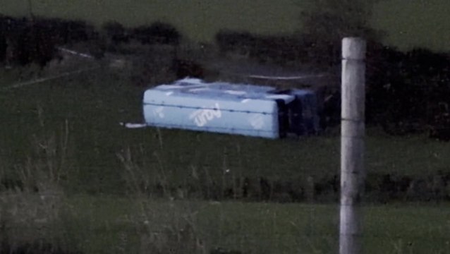 Carrowdore school bus lies overturned in field after crash that injured at least four