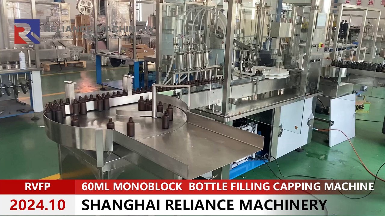 2Oz amber glass boston bottle essential oil filling capping machine RELIANCE