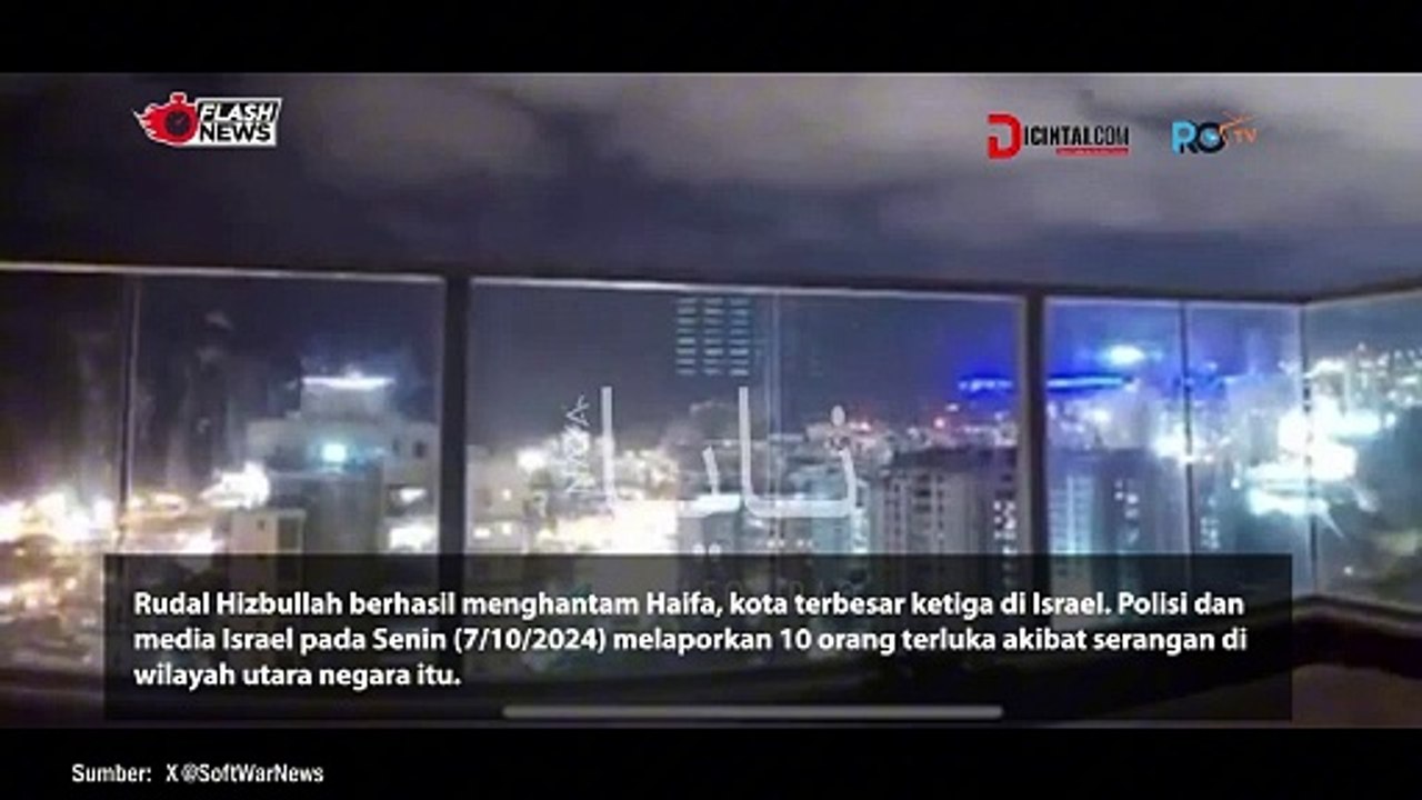 Rudal FADI 1 Hizbullah Hantam Kota Haifa, Israel Detik-detik dalam Video