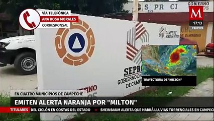 Protección Civil emite alerta naranja en cuatro municipios de Campeche por el huracán 'Milton'