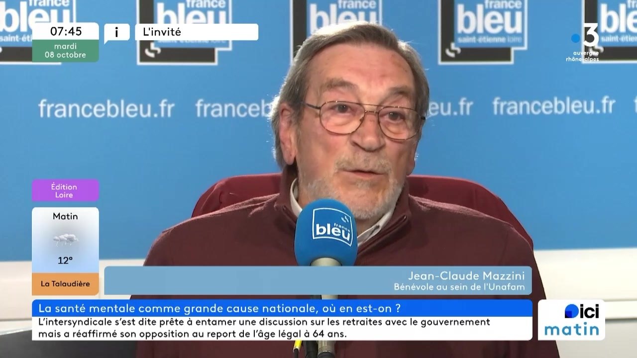 Santé mentale : Jean-Claude Mazzini, ancien président de l'UNAFAM, Union Nationale des Familles et Amis de personnes Malades et/ou handicapées psychiques