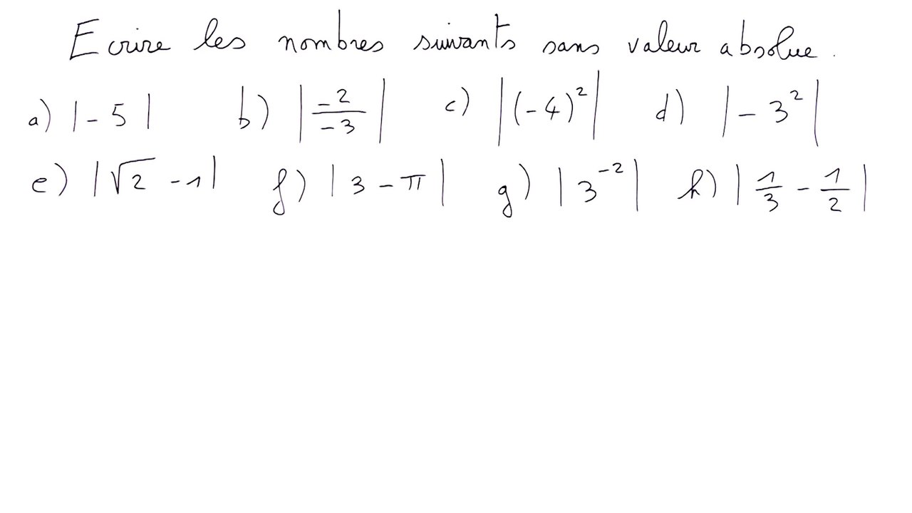 Écrire des nombres sans valeur absolue - 2nde