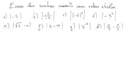 Écrire des nombres sans valeur absolue - 2nde