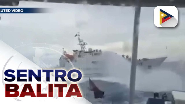 EXCLUSIVE: BRP Datu Cabaylo ng BFAR binomba ng tubig ng barko ng China sa Panatag Shoal habang nagsasagawa ng resupply mission