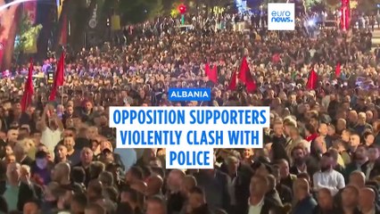 Albanian opposition supporters clash with police at protest demanding PM Rama's resignation