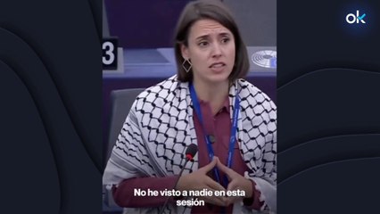 Irene Montero, con un pañuelo palestino, exige a Europa abrir fronteras Ningún ser humano es ilegal