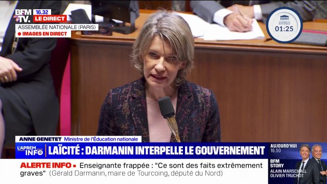 Un acte qui défie la République : Gérald Darmanin interpelle la ministre de l'Éducation nationale Anne Genetet au sujet de l'enseignante agressée à Tourcoing
