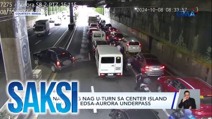 SUV, nahuling nag-U-turn sa center island sa bahagi ng EDSA-Aurora underpass | Saksi