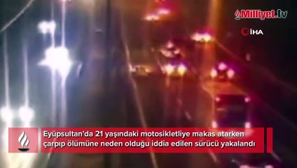 Eyüpsultan'da makas atan sürücü, motosikletliye çarptı: Kaza anı kamerada