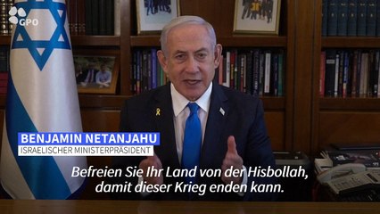Netanjahu warnt Libanesen vor "Zerstörung und Leid" wie im Gazastreifen