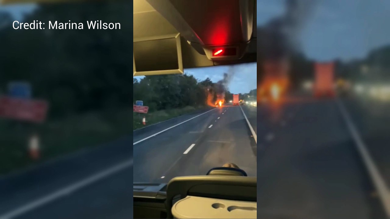 Car fire on motorway