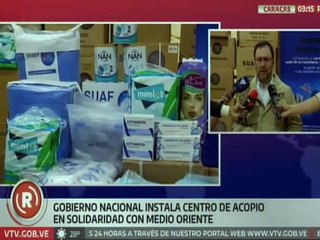 Gobierno nacional instala centro de acopio en solidaridad con los pueblos del Medio Oriente