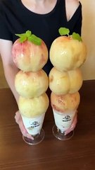 八百屋さんが手がけるカフェで食べれる贅沢な桃3段パフェ#たもグルメ #japanesefood