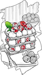 Fresh morning dish of fruit and berries