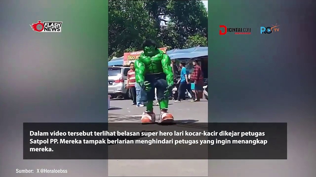 Viral! Para Super Hero Lari Kocar-kacir Dikejar Satpol PP di Bandung
