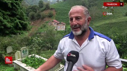Trabzon'da heyelanda yol kapandı, komşusu istinat duvarına izin vermedi