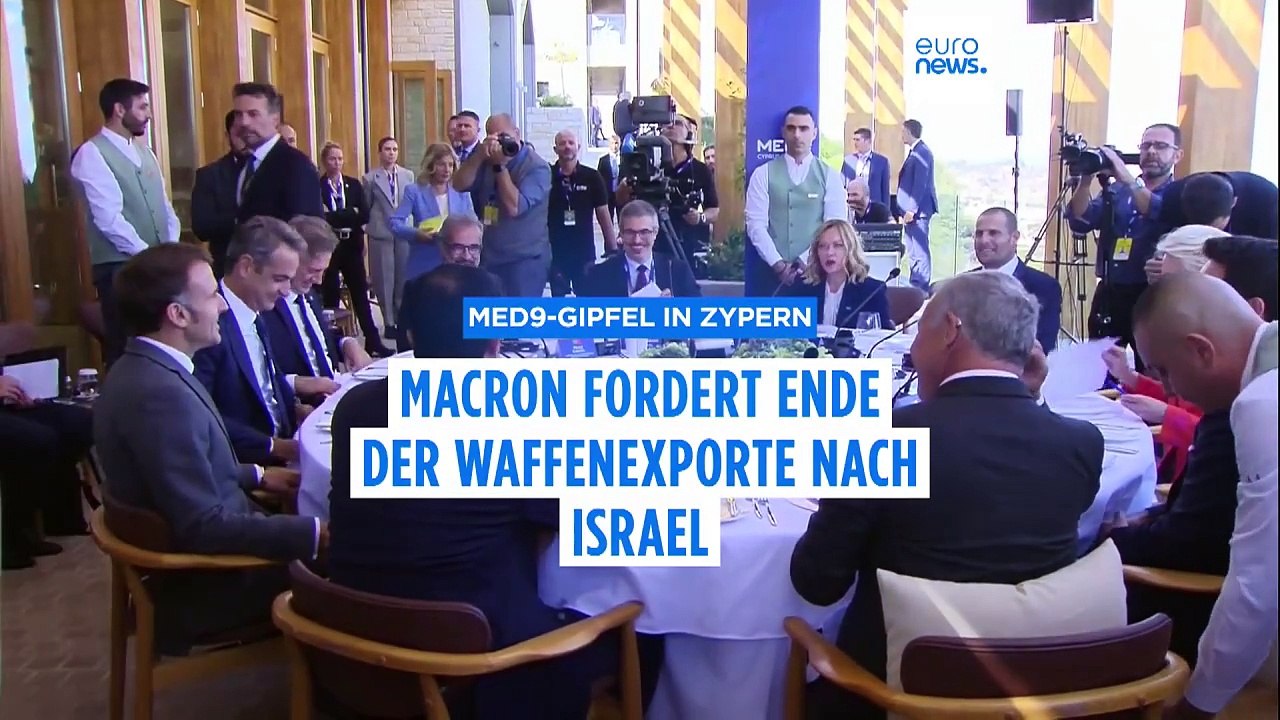 Macron am MED9-Gipfel: Waffenexporte nach Israel stoppen